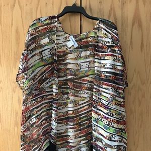 Color Kimono w/ black fringe at bottom